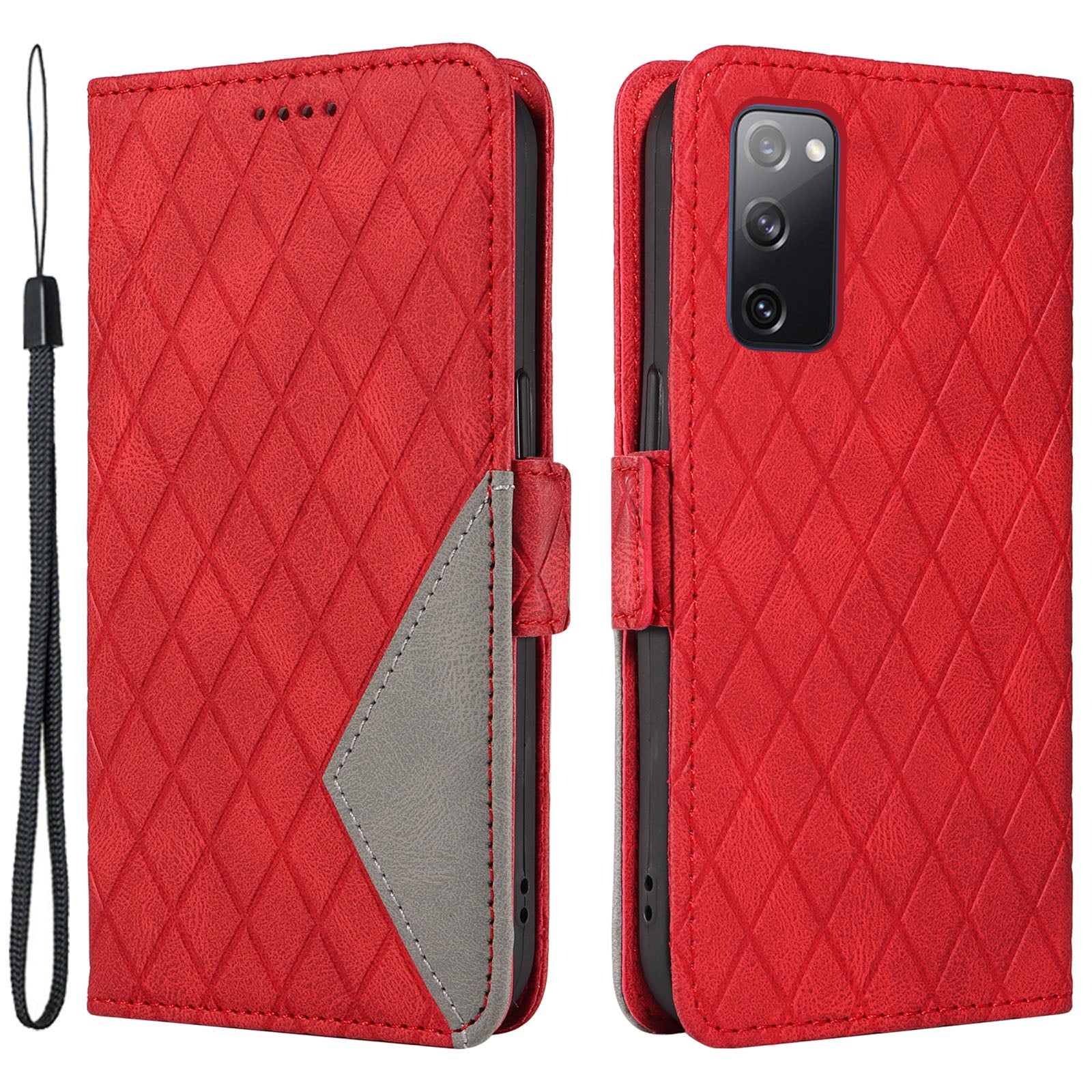 For Samsung Galaxy S20 FE / S20 FE 5G / S20 FE 2022 / S20 Lite Color Splicing Leather Case Rhombus Imprinted Wallet Stand Phone Cover For Samsung Galaxy S20 FE / S20 FE 5G / S20 FE 2022 / S20 Lite Color Splicing Leather Case Rhombus Imprinted Wallet Stand Phone Cover